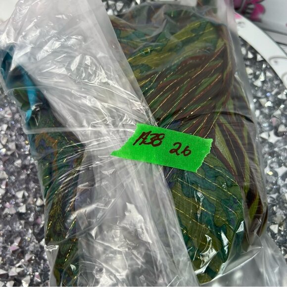 Cache dress long halter tie up beaded tassle Green and Brown Backless Dress - Picture 15 of 15